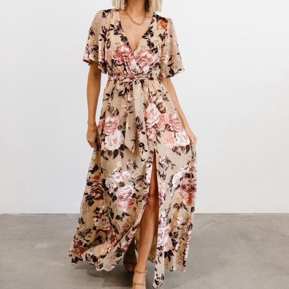 Baltic Born Floral Maxi Dress - Pink and Tan